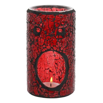 Red Mosaic Oil Burner Large Pillar In Gift Box